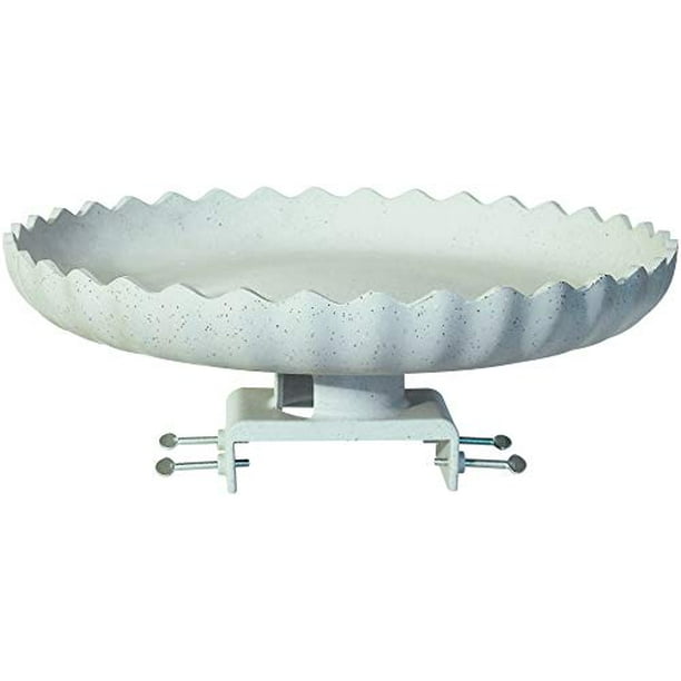 Pack of 2 120-Watt Farm Innovators Model HBC-120 All Seasons Decorative Gray Stone Scalloped Heated Birdbath with Deck Mount